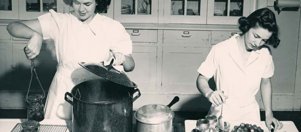 Two Women Cooking in the Old Days